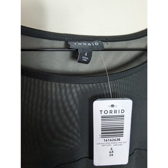 NWT Torrid Black Cupro and Mesh Skater Mini Dress - Picture 4 of 7